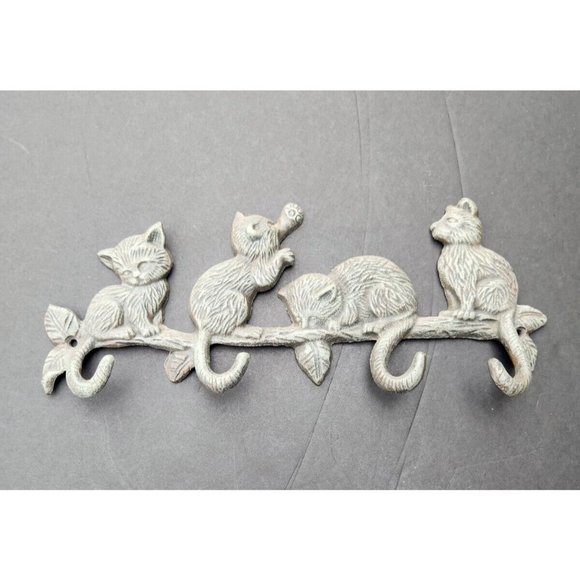 Cats Kittens With 4 Hooks Hangers For Wall Coat Key - Picture 1 of 14